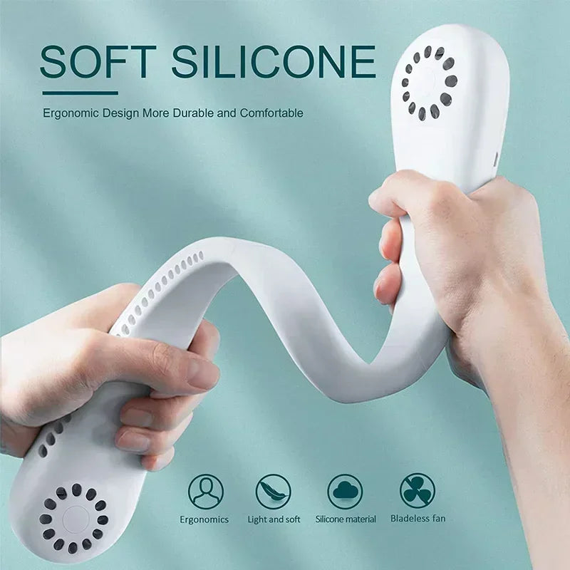 Portable Mini Neck Hanging Fan USB Rechargeable Wearable for Outdoor Sports Running Travel No Blades Summer Cool